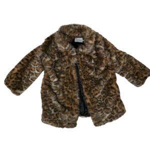 Rebecca Minkoff Vegan Fur Shawl Collar‎ Coat RM-440 Leopard Print Women's NWT
